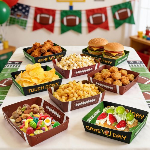 36Pack Football Party Decorations Large Football Food Plates Football Paper Snack Tray Disposable Bowls Football Theme Party Favors for Gameday Carnivals Sport Game Events Birthday Party Supplies