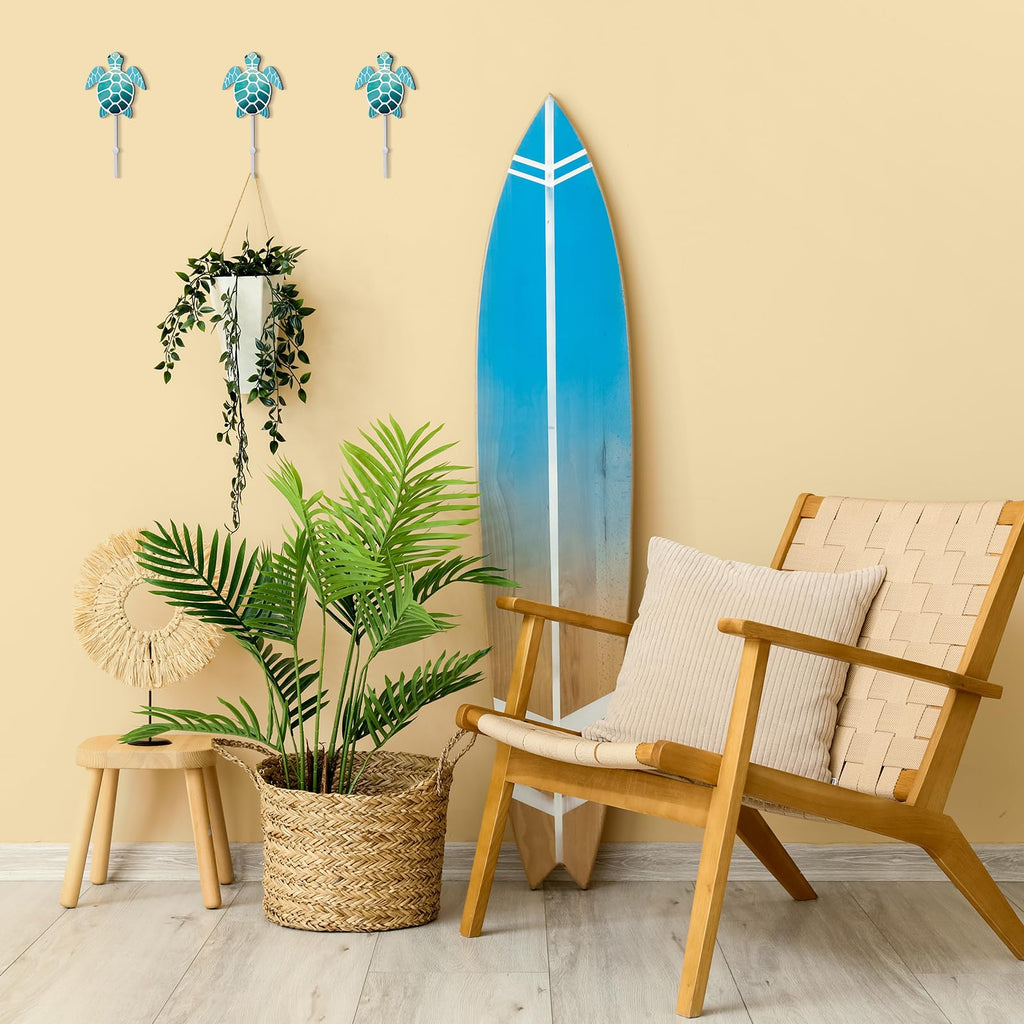 Weysat 4 Pcs Nautical Sea Turtle Wall Hooks Turtle Wall Mounted Key Holder Nautical Bathroom Decor Summer Rustic Decorative Hook for Living Room Bathroom