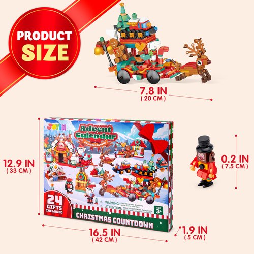 JOYIN 2025 Christmas Advent Calendar Building Blocks, 24 Days Christmas Theme Countdown Building Toy Set for Boys Girls, Xmas Party Favor Supplies, Classroom Prizes, Kids Xmas Gifts