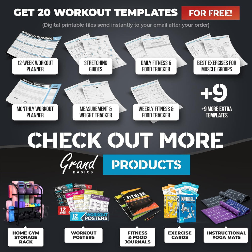 12-Pack Laminated Workout Posters by [Brand Name] - Essential Exercise Charts for Home Gym | Dumbbell, Yoga, Kettlebell & More