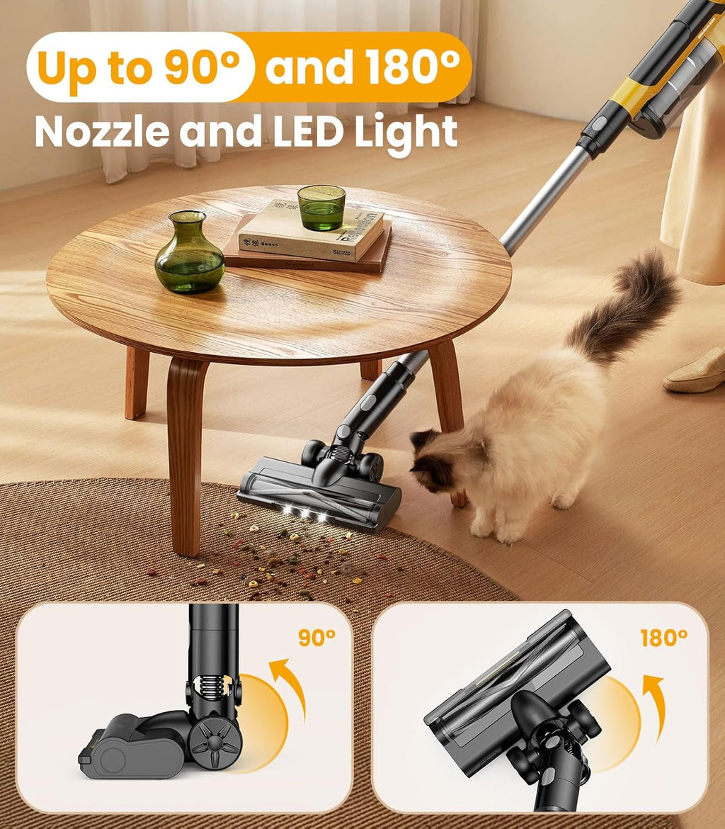 Qimedo Cordless Vacuum Cleaner - 8000mAh Power, 700W Suction, 7-in-1 Design, 90-Inch Extension Tube, 2L Dust Cup