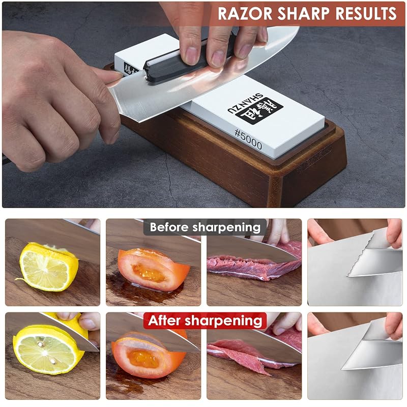Damascus AUS-10 Chef Knife 6 inch with Whetstone Set – Sharpener Stone & Storage Box