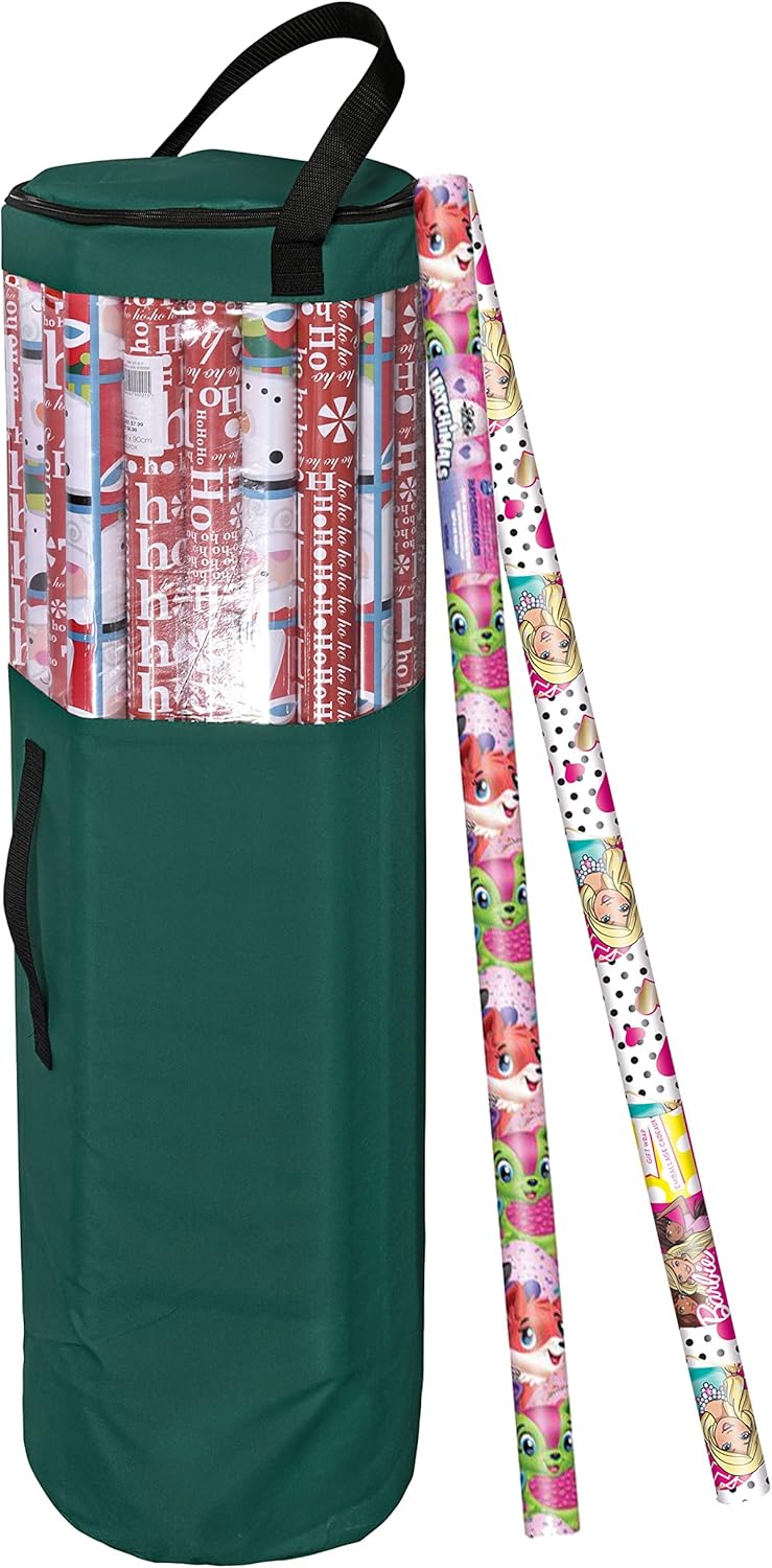 Primode Wrapping Paper Storage Bag - Durable 600D Oxford Organizer for Under Bed | 42” Length, Green