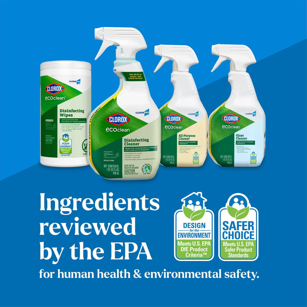 CloroxPro Clorox EcoClean Disinfecting Cleaner Refill, 128 Fluid Ounces, Pack of 4 (Package May Vary)