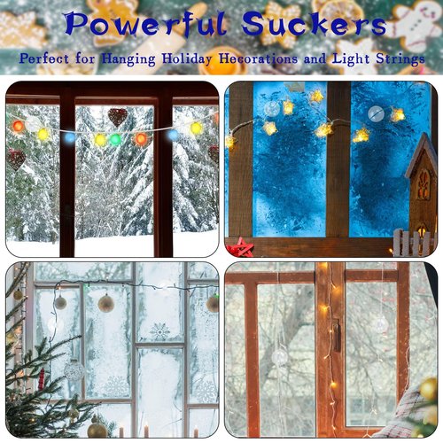 AccEncyc Christmas Light String Suction Cup Holders & Hooks for Seasonal Lights & Xmas Decorations (50Pcs)