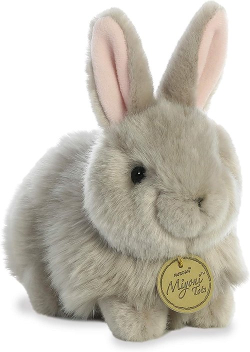 Aurora® Realistic Miyoni® Angora Bunny Stuffed Animal - Lifelike Detail - Gray 7.5 Inches