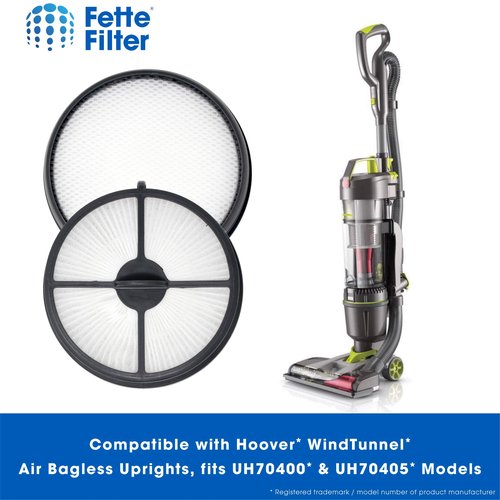 Fette Filter - Filter Kit Compatible with Hoover 303903001 & 303902001 WindTunnel Air Bagless Upright, fits UH70400 & UH70405 Models - Pack of 2