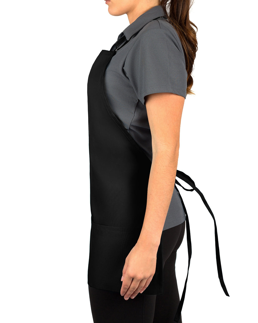 KNG Black 3 Pocket Adjustable Bib Apron for Men and Women - Pack of 6