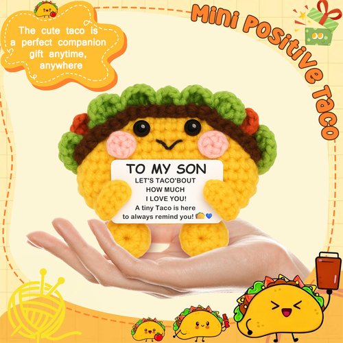 Joycuff Graduation Gifts for Son from Mom Dad, Handmade Positive Crochet Taco, Graduation Birthday Gifts for Son Kids Teens, I Love You Taco Stuff for Him