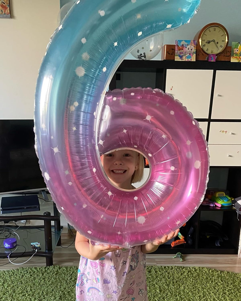 Starry Sky 40-Inch Giant Number 1 Balloon - Perfect First Birthday Decoration for Girls