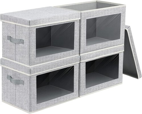 Homsorout Storage Baskets - 4 Pack Large Fabric Organizer Bins with Lids for Closet & Bedroom