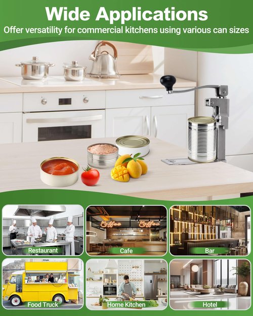 Commercial Can Opener for #10 Cans- Industrial Can Opener for Cans Up to 11”Tall, Heavy Duty Manual Can Openers with Plated Steel Base & Food-grade Blade, Ideal for High-volume Commercial Kitchens