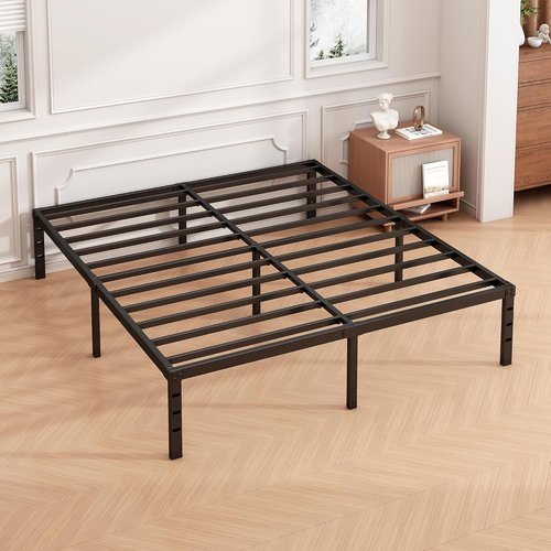 Hafenpo 18 Inch Full Bed Frame - Sturdy Metal Platform, No Box Spring Needed, Easy Assembly | Heavy Duty Black