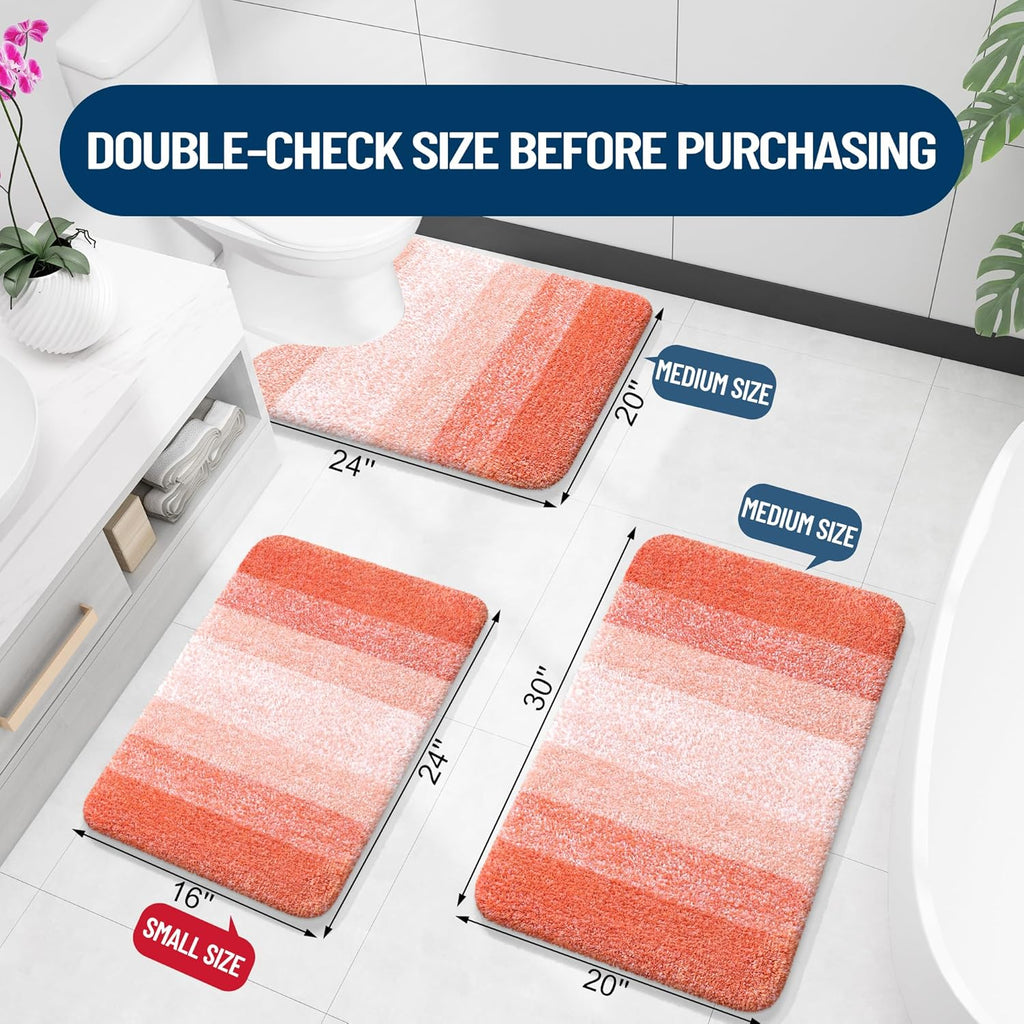 OLANLY Large Bathroom Rugs - Extra Soft Microfiber Mat 44x32 | Quick Dry & Machine Washable, Coral