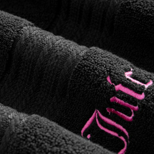 Juicy Couture Alyssa Luxurious 6 Piece Bath Towel Set - (2) Bath Towels, (2) Hand Towels, and (2) Washcloths - Black Premium Bathroom Towel Set