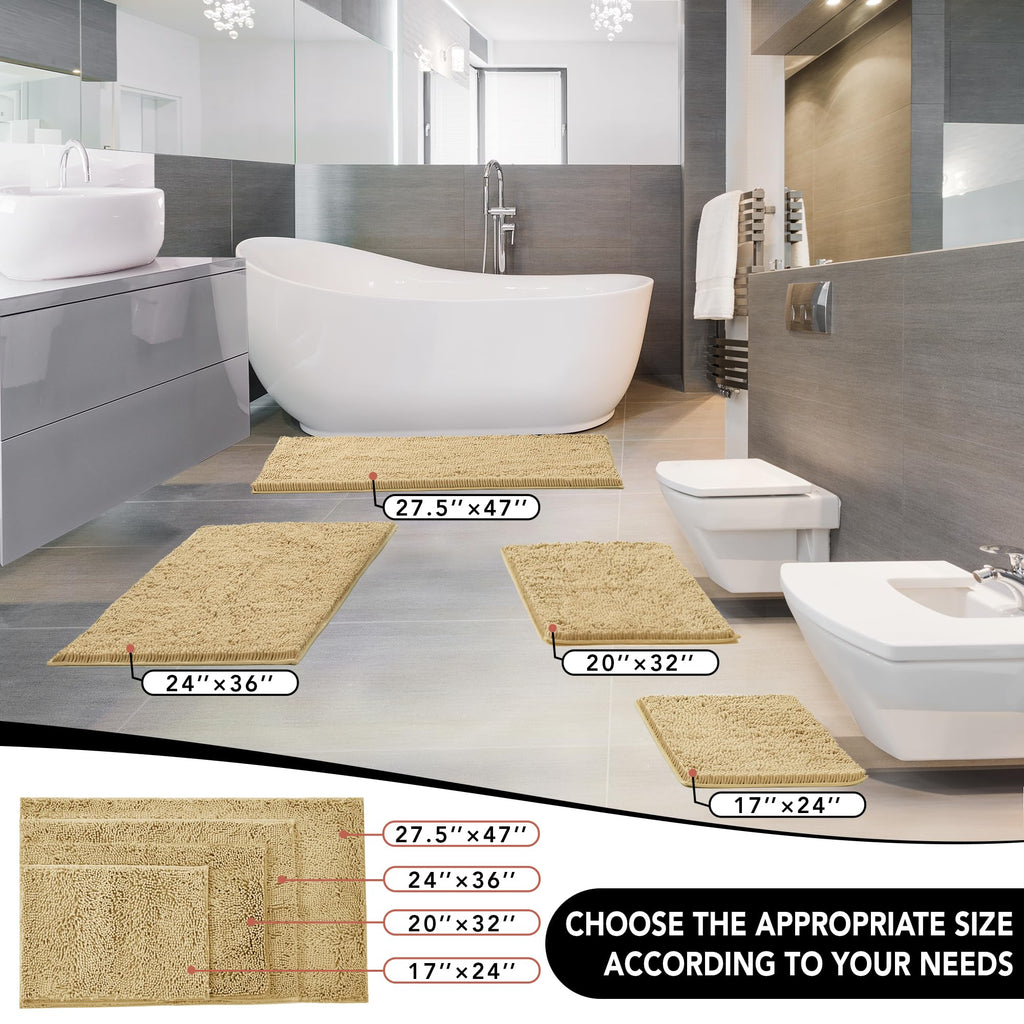 Deconovo Bath Mat 44x24 Inch Non-Slip, Ultra Absorbent, Machine Washable Microfiber Rug for Bathroom Floor, Hotel & Home Use – Oeko-TEX Certified, Quick Dry, Soft Plush Feel Red