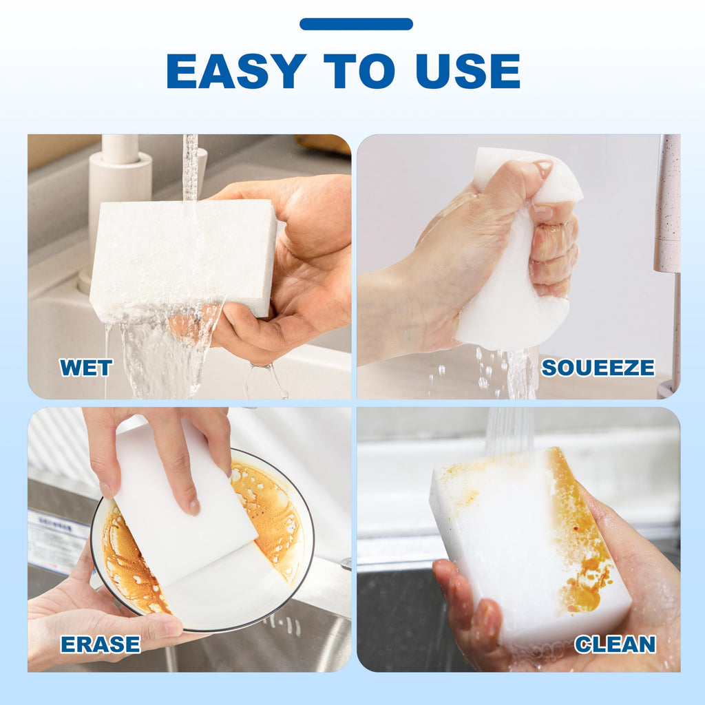 Dr.Wow 50-Pack Extra-Thick Melamine Sponges – 3.94" × 2.76" × 1.18" Durable Kitchen & Bathroom Cleaning Pads – Powerful, Non-Scratch, Water-Activated Magic Sponge