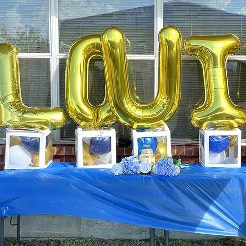 Gold Letter Balloons - 40 Inch Mylar Custom Alphabet Balloons for Birthday Party Decor