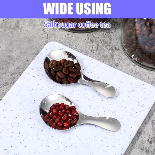 7PCS Short Handle Scoops, Silver Tablespoon Scoop, Mini Stainless Steel Coffee Candy Scoops for Canisters for Sugar, Tea, Desserts