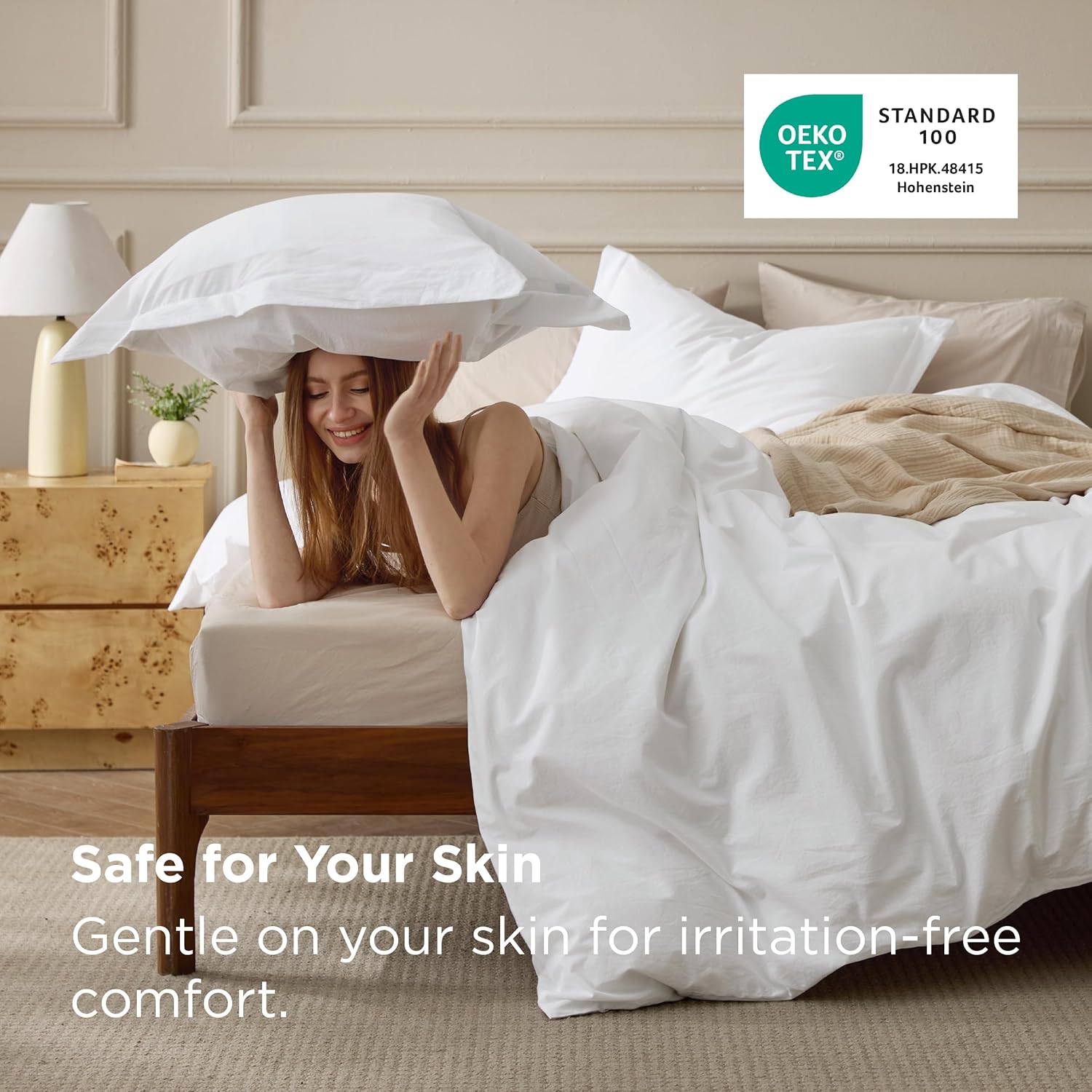 Bedsure 100% Washed Cotton Duvet Cover - King Size Natural White Minimalist Bedding Set | Soft & Comfortable All-Season Comforter Cover (104"x90")