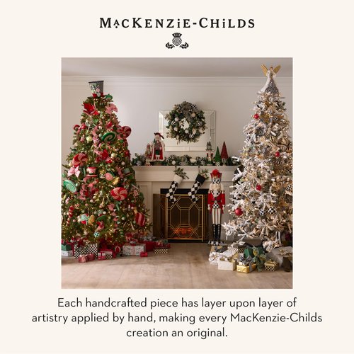 MACKENZIE-CHILDS Set of 3 Capiz Ball Ornaments, Christmas Tree Decorations Set, Black-and-White Courtly Noel
