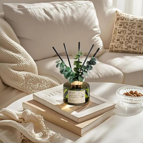Airkeep Reed Diffuser Set - Wild Mint & Eucalyptus Essential Oils | 6.76 fl oz | Perfect for Home & Office Decor