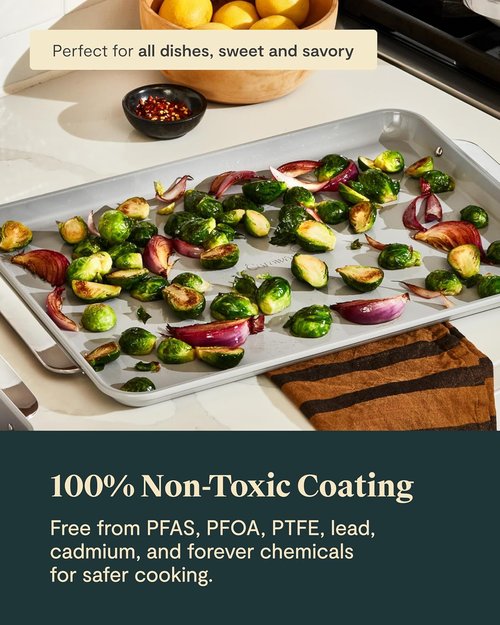 Caraway Non-Stick Ceramic Baking Sheet - Non-Toxic, PTFE & PFOA Free - Large 18" x 13" Slate for Baking & Roasting