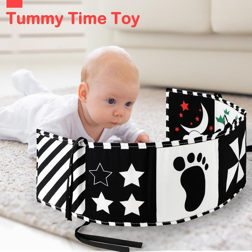 URMYWO Black and White Baby Toy - Soft Tummy Time Sensory Book for Newborns 0-12 Months | Visual Stimulation Gift