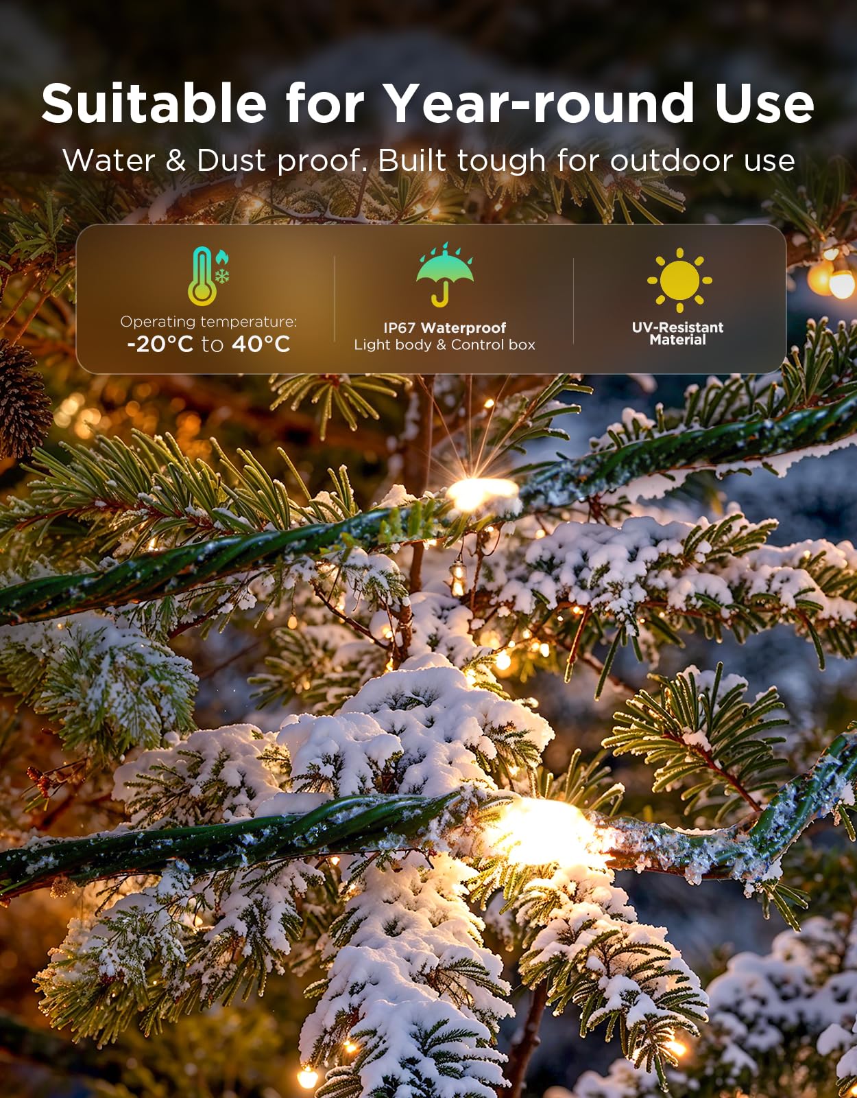Govee Christmas Lights 2, RGBWIC 66FT 200LEDs Holiday String Lights with Shape Mapping Function, Smart LED Decoration for Indoor Outdoor Tree, 130+ Preset Scenes, Voice and APP Control, Green Wire