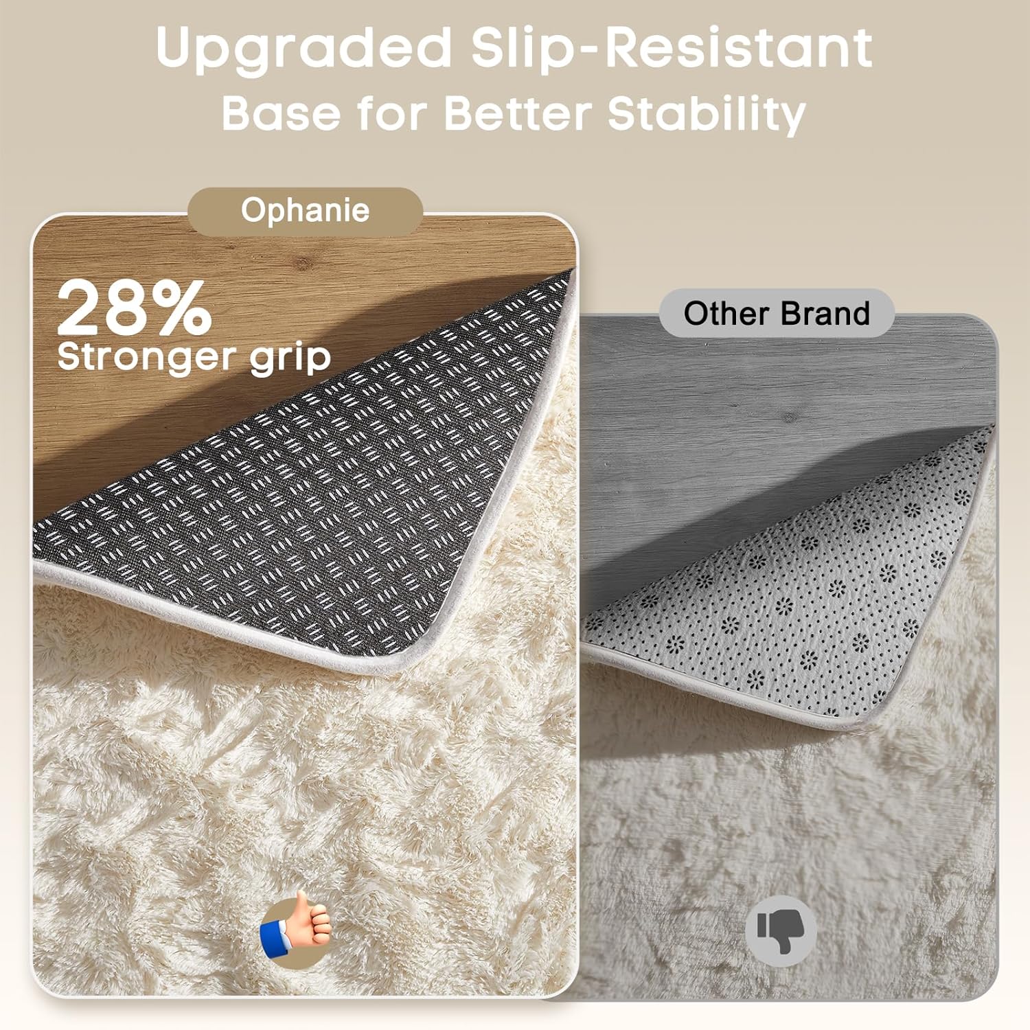 Ophanie Small Ivory Throw Rug - Non-Slip Fluffy Carpet for Bedroom | 2x3 Mini Area Rug