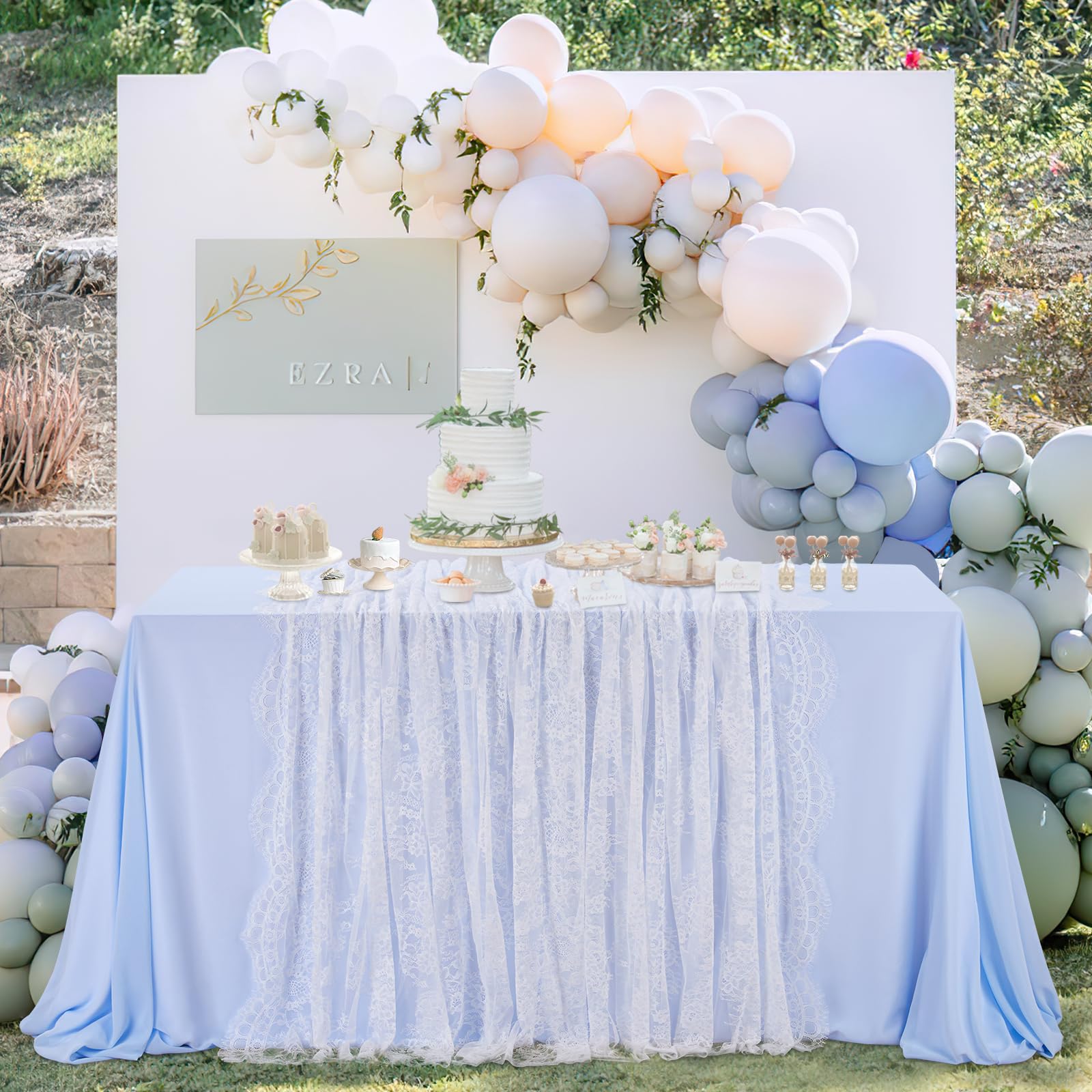 SoarDream White Lace Tablecloth Wedding Lace Fabric 60x120 inches 8Pieces Vintage Lace Overlay Rectangle Outdoor Party Event Decoration Classic Lace Tablecloth