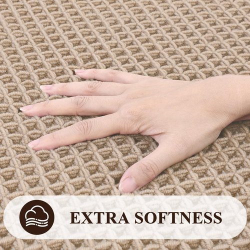 Pauwer 3 Piece Waffle Bath Mat Set - Non Slip, Soft Absorbent Bathroom Rugs for Floor, Tub, Shower - Machine Washable, Khaki