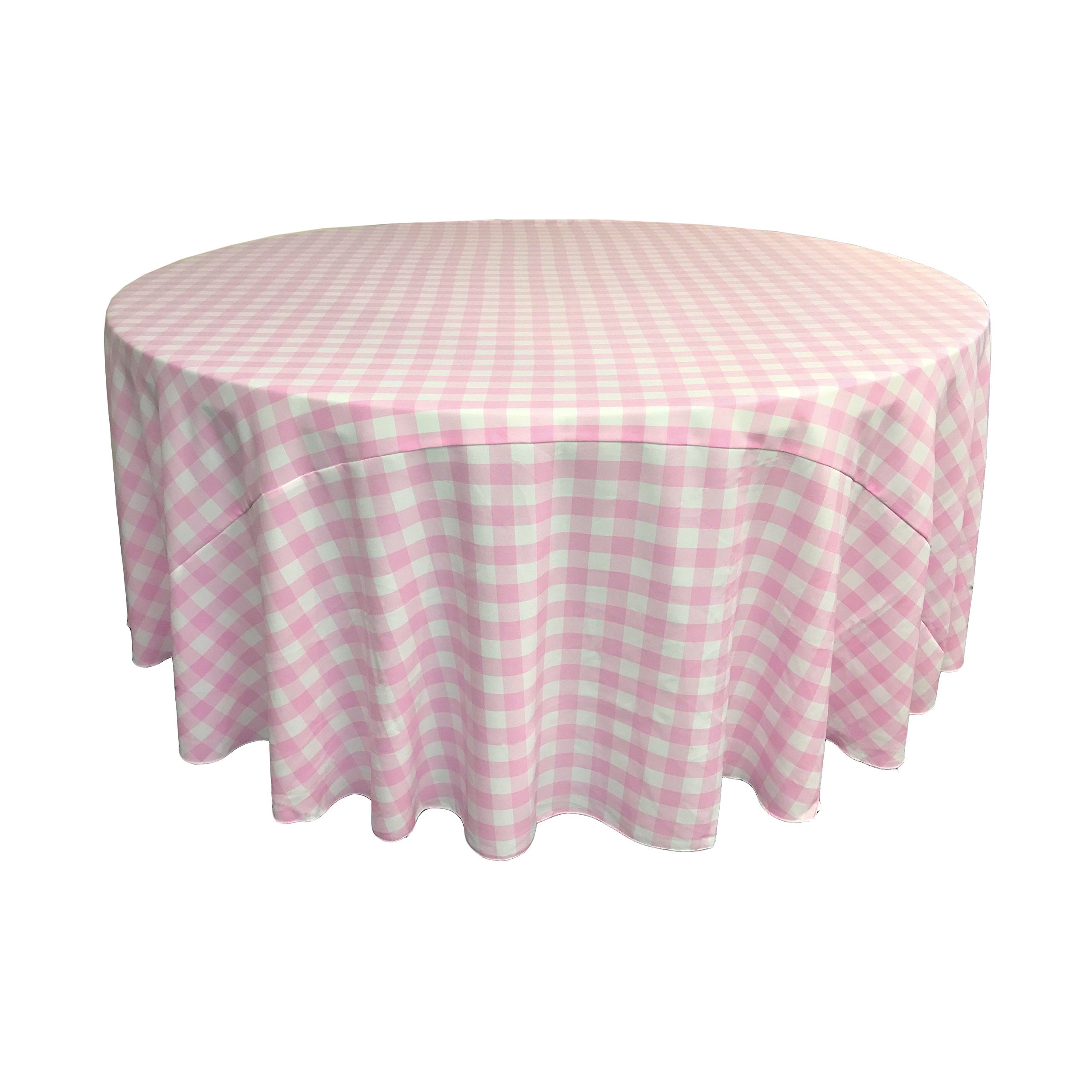 LA Linen Gingham Tablecloth - Checkered Tablecloth for Parties, Picnics & More - Farmhouse Tablecloth - Spring Tablecloth - Picnic Tablecloth - Cloth Tablecloths for Round Tables - 132" Pink