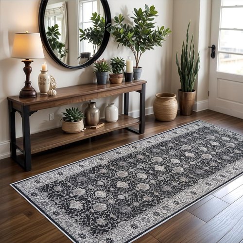 Hallway Washable Runner Rug - Vintage Soft Non-Slip 3x6 Entryway Carpet | Ideal for Kitchen, Living Room, Bathroom