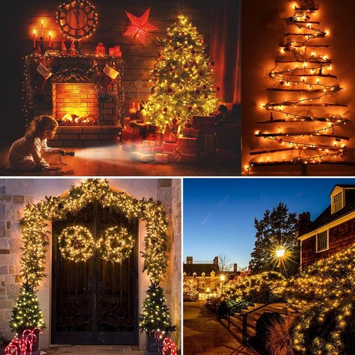 BrizLabs Clear Christmas Lights - 300 Count Warm White String Lights | 69.6ft Indoor/Outdoor Decor
