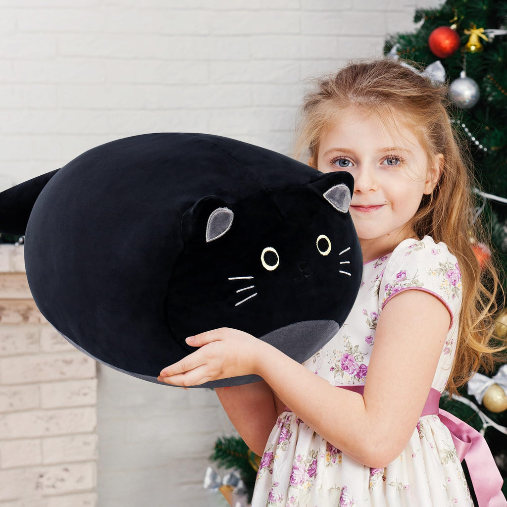 Wepop Giant Black Cat Plush 20 in - Kawaii Black Cat Stuffed Animal, Cute Plushies Pillows Gifts for Kids Adults Boys and Girls