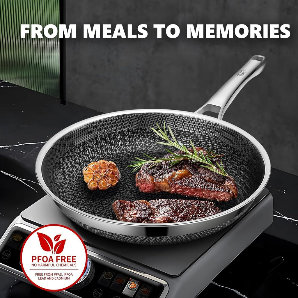 OATOFP Non-Stick Frying Pan - 12 Inch Hybrid Skillet with Lid | Dishwasher & Oven-Safe, PFOA-Free Cookware