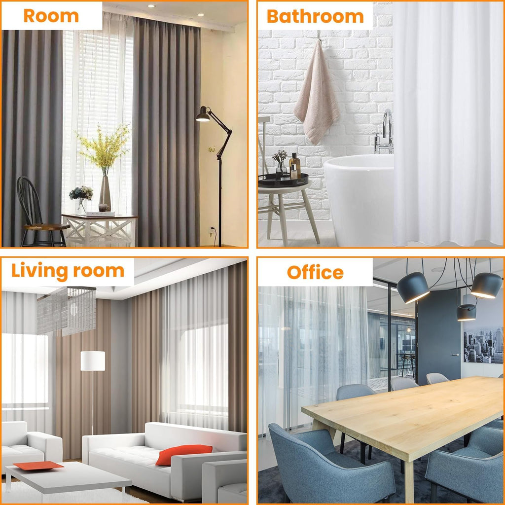MARRTEUM 120 Pcs Shower Curtain Track Gliders & Curtain Hooks Set, Ceiling Mount Sliding Track S Shaped Metal Drapery Hooks and Plastic Rollers Sets for Drape Rails and Tracks