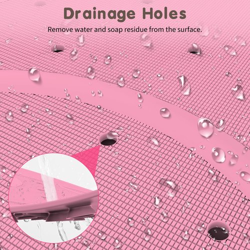 Bathtub Mat Non Slip, Shower Mat for Kids with Natural Rubber no Plastic Smells, Baby Bath Mat for Tub Non Slip with Strong Suction Cups, 30"x18", PVC-Free, Safe Comfortable Fun for Kids, Pink