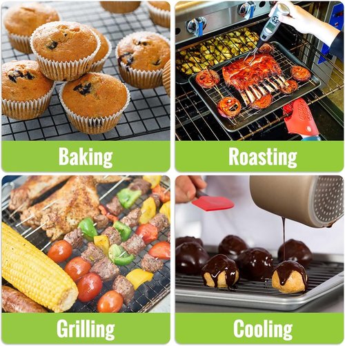 HULISEN Cooling Rack Set - 2 Pack Nonstick Baking Racks with Handles | 16" x 10" for Cookies & Grilling