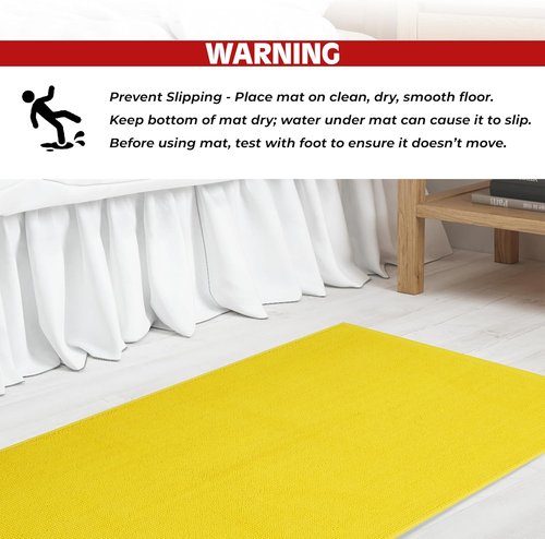 Cotton Paradise 100% Cotton Bath Mat - Non-Slip, Soft & Absorbent, Quick Dry, 17x24 Inch, Yellow