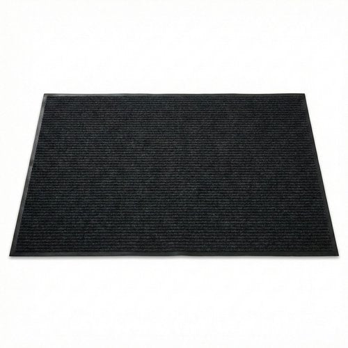 Restaurantware-Comfy Feet 60 x 36 Inch No-Slip Floor Mat, 1 Ribbed Carpet Utility Mat - Indoor and Outdoor, for Homes Or Offices, Black Polyester Fibers Entry Mat, Vinyl Backing, Easy to Clean