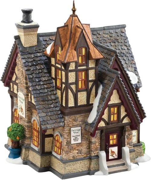 Department 56 | Dickens Village The Partridge and Pear Restaurant - Lit Building, 7.68 Inch, Multicolor