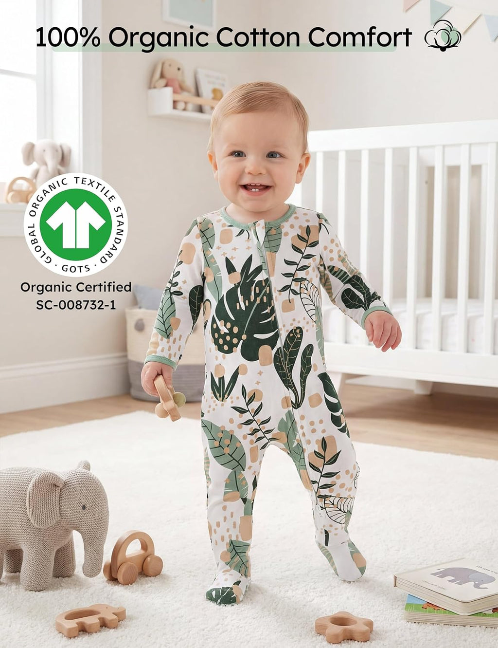 Yoofoss Baby Pajamas - 100% Organic Cotton Sleepers for Newborns | 3-Piece Footed PJs (0-9 Months)