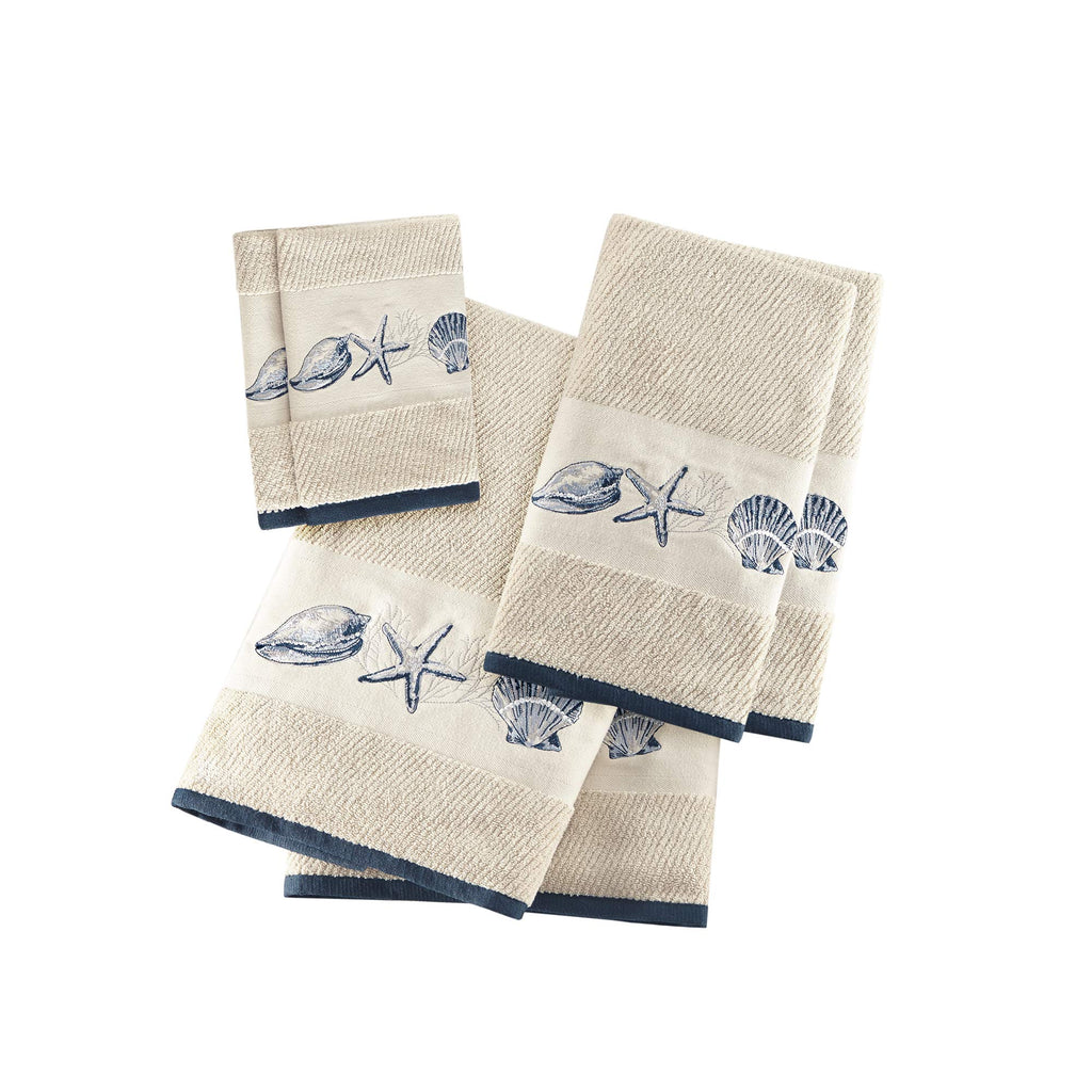 Madison Park Embroidered Cotton Jacquard 6 Piece Towel Set MP73-4967, Blue