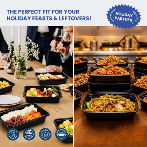 Eco Maicoco 15 Pack 32oz Meal Prep Containers Reusable BPA-Free, Disposable Food Storage Containers with Lids, Leakproof To Go Food Containers Bento Box, Microwave Freezer Dishwasher Safe