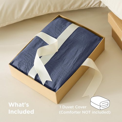 Bedsure Navy Blue Duvet Cover - Extra Soft Prewashed Cotton-Like Polyester, King Size 104x90 Inches