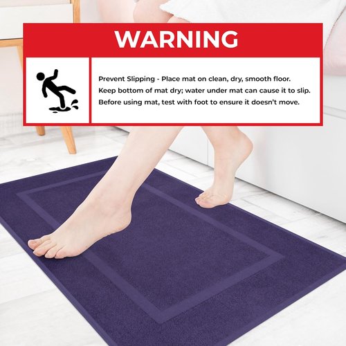 Cotton Paradise 100% Cotton Bath Mats - Soft, Absorbent, Quick-Dry | Set of 2, 20x34, Purple