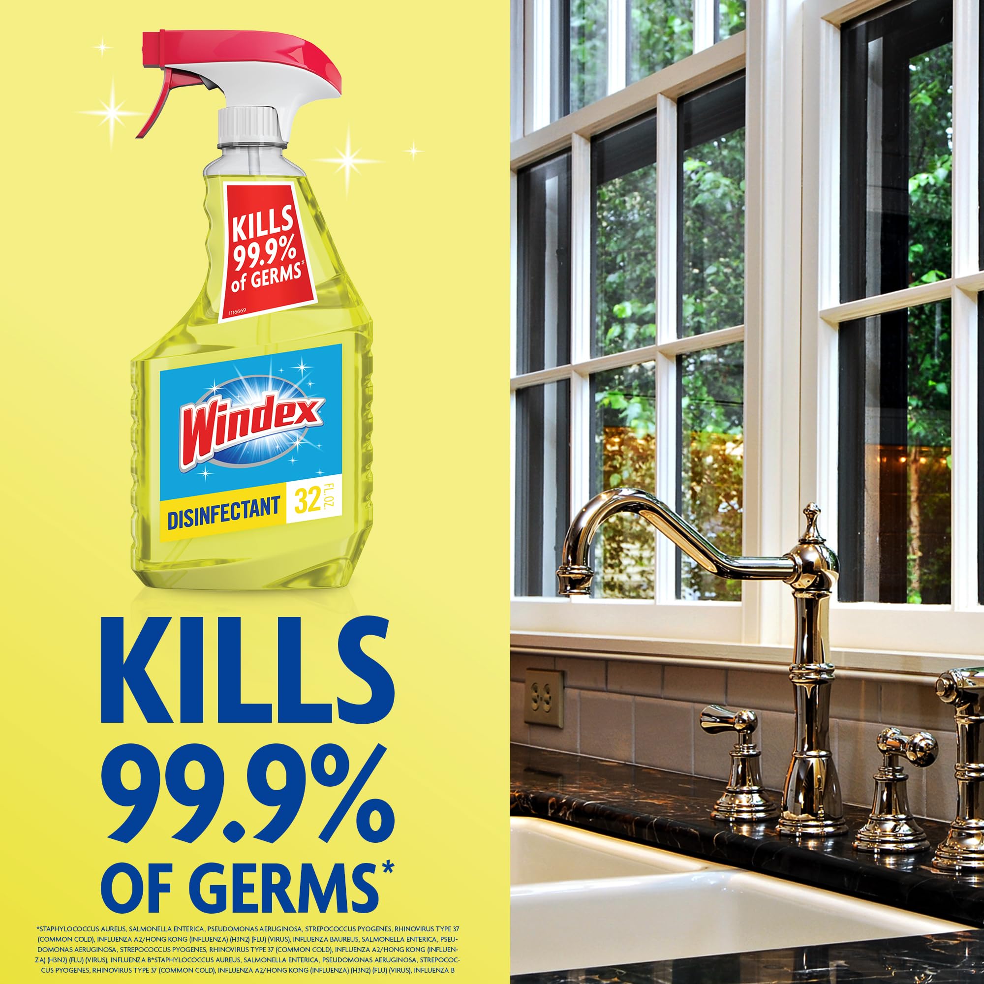 Windex Refill Multipurpose Cleaner Disinfectant Spray, Bottle Made from 100% Recycled Plastic, Surface Cleaning Spray, Citrus Fresh Scent, 32 Fl Oz