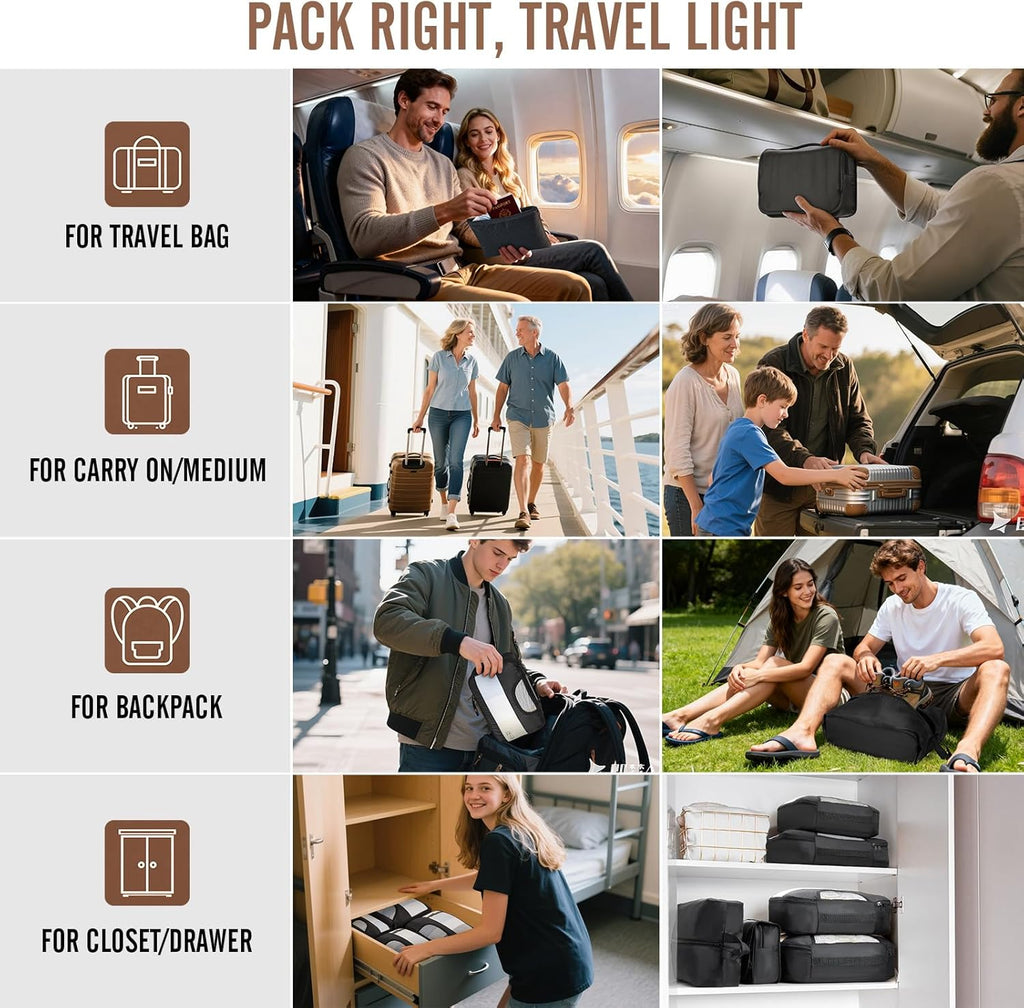 Veken Packing Cubes - Travel Organizer Bags Set with Laundry & Toiletry Bags | 10-Piece Set in 4 Sizes